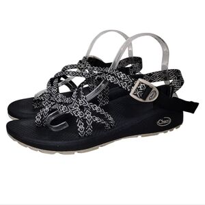 Chaco Zcloud X2 Black White Women's Strappy Outdoors Hiking Sandals Sz 10
